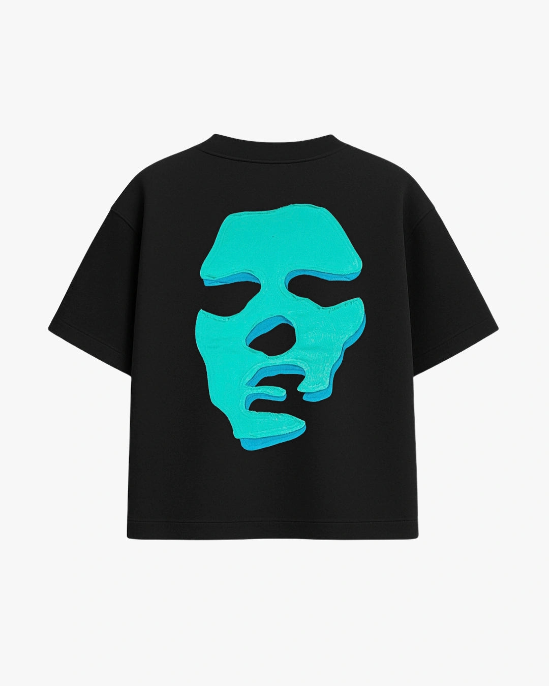 Face T-shirt - Black / Turchese & Blue