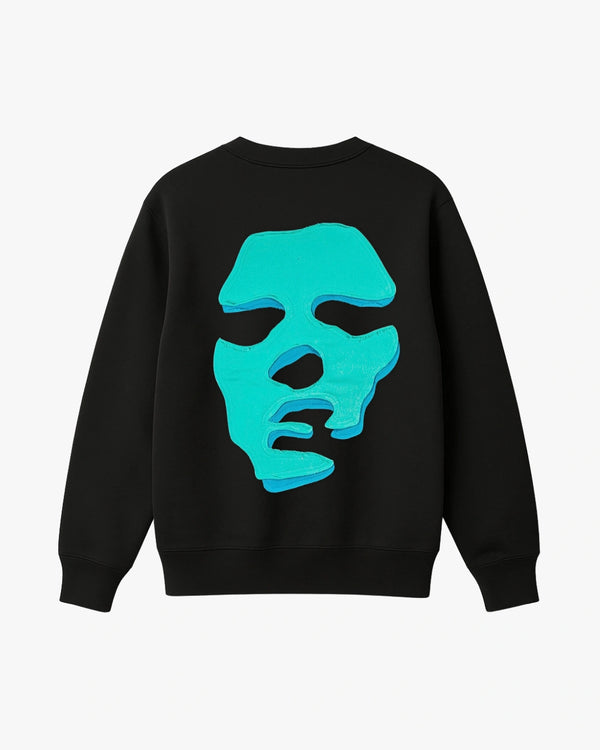 Face Sweatshirt - Black / Turchese & Blue