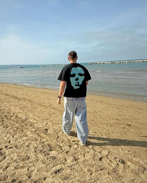 Face T-shirt - Black / Blue & Turchese