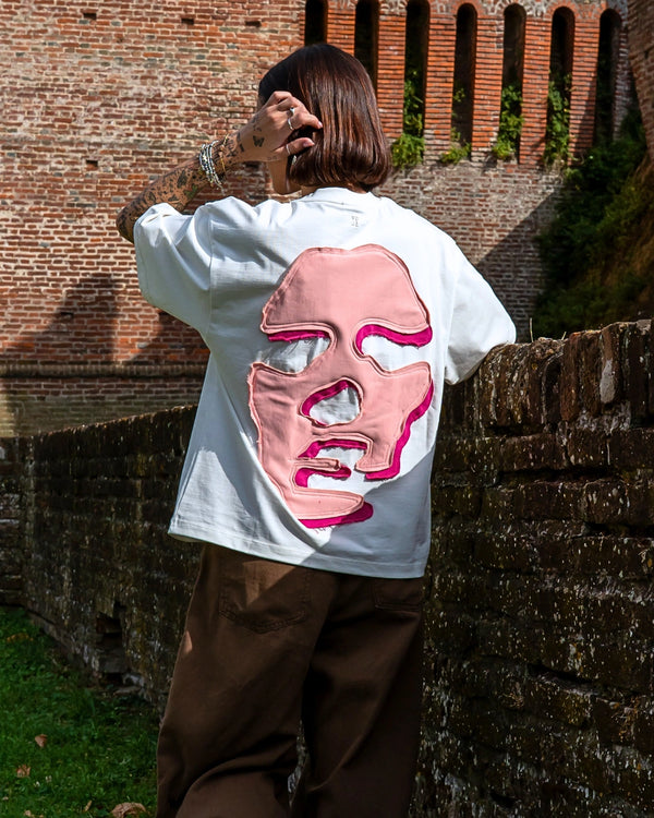 Face T-shirt - White / Pink & Lilla