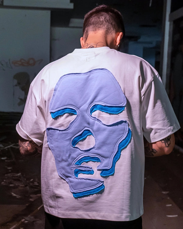Face T-shirt / White / Blue & Turchese