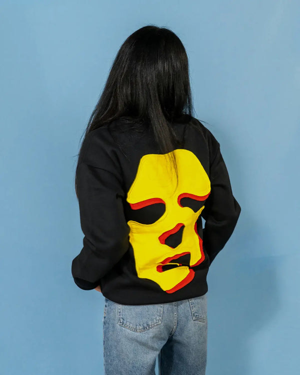 Face Sweatshirt - Black / Yellow & Red