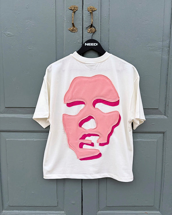 Face T-shirt - White / Pink & Lilla