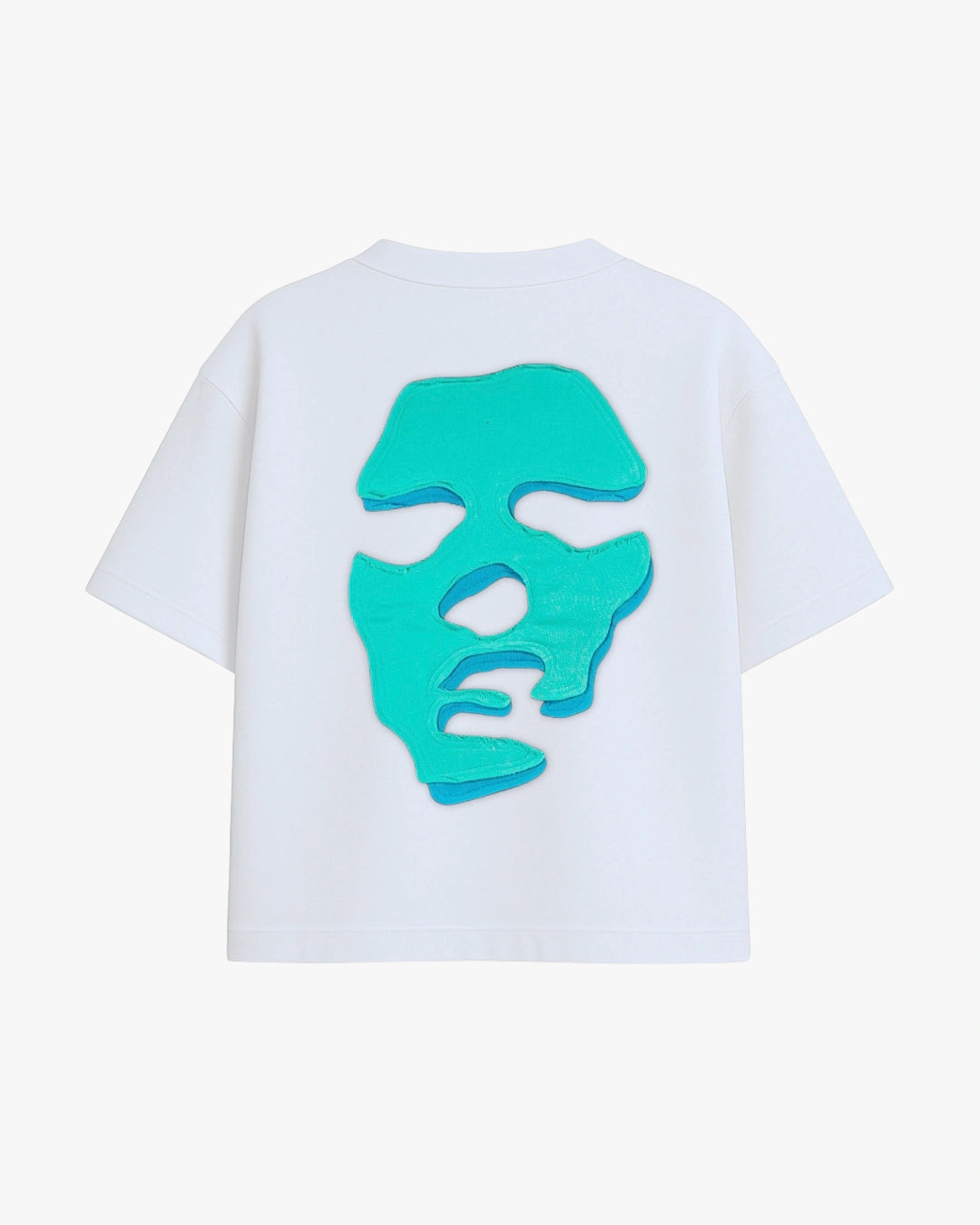 Face T-shirt / White / Blue & Turchese
