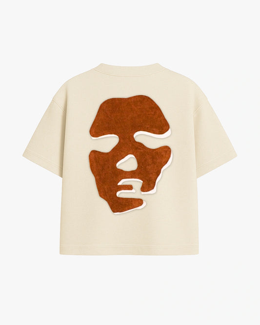 Face T-shirt - Beige / Brown & White