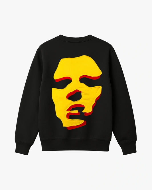 Face Sweatshirt - Black / Yellow & Red