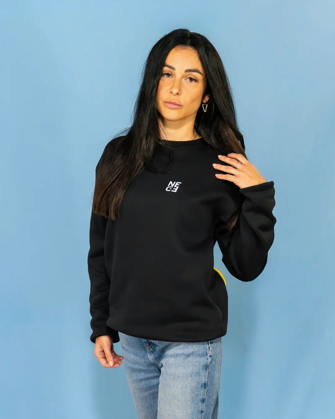 Face Sweatshirt - Black / Yellow & Red